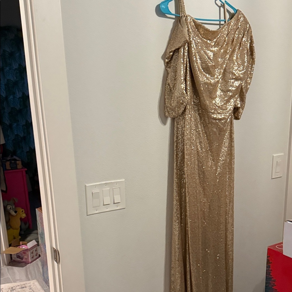 Gold Sequin Evening Gown Womens
